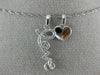 ESTATE .05CT ROUND DIAMOND 14K WHITE GOLD 3D CLASSIC HEART LOVE FLOATING PENDANT