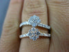 ESTATE .84CT DIAMOND 18KT WHITE & ROSE GOLD 3D DOUBLE FLOWER CLUSTER FUN RING