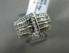 ESTATE WIDE 1.60CT ROUND & PRINCESS CUT DIAMOND 14KT WHITE GOLD 3D BELT FUN RING