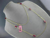 ESTATE LONG 20.83CT RUBIES 14KT YELLOW GOLD 3D MARQUISE SHAPE TIN TOP NECKLACE