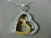 ESTATE .33CT DIAMOND 18K 2TONE GOLD CLASSIC DOUBLE HEART FLOATING PENDANT #14408