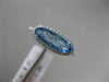 ESTATE 1.56CT DIAMOND & AAA OVAL BLUE TOPAZ 14KT WHITE GOLD HALO FILIGREE RING
