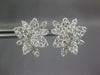 LARGE 3.42CT DIAMOND 18KT WHITE GOLD ROUND MULTI LEAF FLOWER INVISIBLE EARRINGS