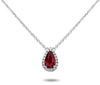 ESTATE .73CT DIAMOND & AAA PEAR SHAPE RUBY 18KT WHITE GOLD 3D TEAR DROP NECKLACE