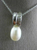 ANTIQUE .16CT DIAMOND & AAA SOUTH SEA PEARL 18KT WHITE GOLD OVAL PENDANT #12013
