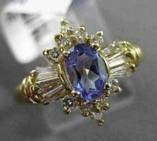 ESTATE 1.12CT DIAMOND & AAA TANZANITE 14KT YELLOW GOLD SOLITAIRE CLUSTER RING