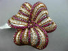 ESTATE EXTRA LARGE 3.63CT DIAMOND & AAA PINK RUBY 18K ROSE GOLD 3D FLOWER RING