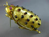 ESTATE LARGE .10CT AAA RUBY 18KT YELLOW GOLD HANDCRAFTED GLASS BEETLE BROOCH PIN