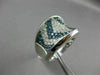 ESTATE WIDE 2.86CT WHITE & BLUE DIAMOND 14KT WHITE GOLD 3D CONCAVE COCKTAIL RING