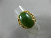 ANTIQUE LARGE AAA GREEN JADE 14KT YELLOW GOLD FILIGREE FLOWER FUN RING #19565