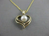ESTATE DIAMOND & AAA PEARL 14KT YELLOW GOLD 3D OPEN HEART SOLITAIRE PENDANT 1085