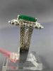 ESTATE LARGE 3.56CT DIAMOND & AAA EMERALD 18KT WHITE GOLD FLOWER ENGAGEMENT RING