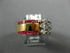 ANTIQUE .47CT DIAMOND & AAA RUBY 14K WHITE & YELLOW GOLD 3D COCKTAIL RING #18761