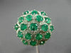 ESTATE LARGE 4.04CT DIAMOND & AAA EMERALD 18K WHITE GOLD 3D FLOWER FILIGREE RING