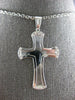 ESTATE LARGE .20CT DIAMOND 14KT WHITE GOLD CLASSIC DOUBLE PLATED CROSS PENDANT