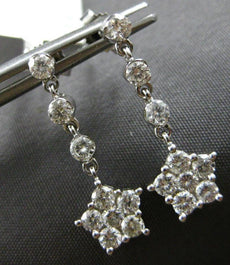 ESTATE 1.0CT DIAMOND 14K WHITE GOLD 3D CLASSIC STAR BY THE YARD HANGING EARRINGS