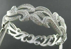 ANTIQUE WIDE 5.48CT DIAMOND 18KT WHITE GOLD BANGLE BRACELET F VS/VVS  #G00114