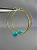 ESTATE AAA TURQUOISE 14KT YELLOW GOLD 3D CLASSIC HOOP HANGING EARRINGS #26011