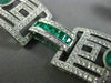 ESTATE WIDE 15.75CT DIAMOND & AAA EMERALD 18KT WHITE GOLD SQUARE TENNIS BRACELET