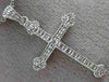 ESTATE .15CT DIAMOND 14KT WHITE GOLD 3D FILIGREE MILGRAIN CROSS PENDANT W/ CHAIN