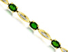 5.3CT DIAMOND & AAA GREEN GARNET 14K YELLOW GOLD OVAL & BAGUETTE TENNIS BRACELET