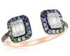 ESTATE .60CT DIAMOND & AAA MULTI COLOR SAPPHIRE 14K ROSE GOLD TENSION FUN RING