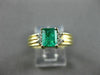 ESTATE .91CT DIAMOND & EMERALD 14KT YELLOW GOLD RECTANGLE ENGAGEMENT RING #19177
