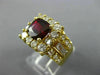 LARGE 4.1CT ROUND & BAGUETTE DIAMOND & RUBY 18K YELLOW GOLD HALO ENGAGEMENT RING