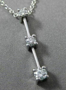 ESTATE LARGE .37CT ROUND DIAMOND 14KT WHITE GOLD 3 STONE FLOATING PENDANT #19205