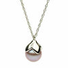 ESTATE AAA PINK PEARL 14KT WHITE GOLD 3D MULTI LEAF SOLITAIRE FLOATING PENDANT