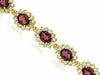 ESTATE 10.45CT DIAMOND & AAA RHODOLITE 14K YELLOW GOLD 3D FLOWER TENNIS BRACELET