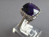 LARGE 6.03CT DIAMOND & AAA AMETHYST 14KT WHITE GOLD 3D CUSHION & ROUND HALO RING