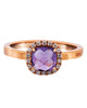 .52CT DIAMOND & AAA AMETHYST 18KT ROSE GOLD 3D CUSHION & ROUND SQUARE LOVE RING