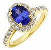 1.90CT DIAMOND & AAA TANZANITE 14K 2 TONE GOLD OVAL & ROUND HALO FRIENDSHIP RING