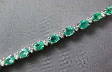 4.17CT DIAMOND & AAA EMERALD 18K WHITE GOLD CLASSIC OVAL & ROUND TENNIS BRACELET