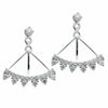 ESTATE .94CT DIAMOND 18KT WHITE GOLD 3D MULTI FLOWER TRIANGULAR HANGING EARRINGS