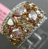 GIA LARGE 5.11CT MULTI COLOR DIAMOND 18K 2 TONE GOLD 3D CLUSTER ANNIVERSARY RING