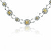 12.16CT WHITE & FANCY YELLOW DIAMOND 18K 2 TONE GOLD 3D FLOWER ETERNITY NECKLACE