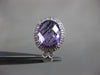 ESTATE LARGE 9.43CT DIAMOND & AAA AMETHYST 14K WHITE GOLD 3D OVAL HALO EARRINGS