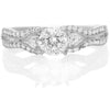 ESTATE .35CT DIAMOND 14K WHITE GOLD 3D THREE STONE INFINITY LOVE ENGAGEMENT RING