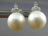ESTATE .16CT DIAMOND & AAA SOUTH SEA PEARL 18KT WHITE GOLD FLOWER STUD EARRINGS