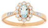 .64CT DIAMOND & AAA AQUAMARINE 14K ROSE GOLD OVAL & ROUND FLOWER ENGAGEMENT RING