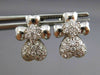 ESTATE .65CT DIAMOND 14K WHITE GOLD 3D CLASSIC PAVE HEART FLOWER EARRINGS #16559