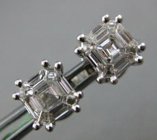 .46CT DIAMOND 18KT WHITE GOLD 3D ROUND & BAGUETTE INVISIBLE SQUARE STUD EARRINGS