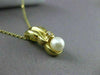 ESTATE .02CT DIAMOND & AAA PEARL 14KT YELLOW GOLD DROP PENDANT W/ CHAIN #22172