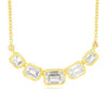 ESTATE .80CT DIAMOND 14K YELLOW GOLD EMERALD CUT 5 STONE BEZEL BAR LOVE NECKLACE