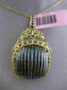 ESTATE LARGE .37CT BLACK DIAMOND 14KT BLACK & YELLOW GOLD WOVEN HANGING PENDANT