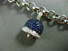 ESTATE LARGE 2.93CT DIAMOND & MULTI GEM 14K WHITE GOLD LUCKY BELL CHARM BRACELET