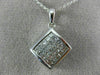 ESTATE 1.0CT DIAMOND 14KT WHITE GOLD 3D INVISIBLE SQUARE FLOATING PENDANT #17673
