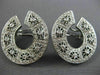 ESTATE LARGE 1.36CT DIAMOND 18KT WHITE GOLD OPEN FILIGREE HOOP CLIP ON EARRINGS